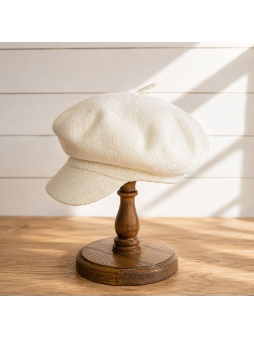 Kensie Cream Newsboy Hat Baker Boy Cap Ivory Knit Womens Winter